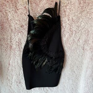 Black Feather Embellished Dress